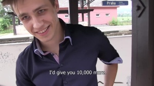 sexy lad from Prague sucks dick at educate station