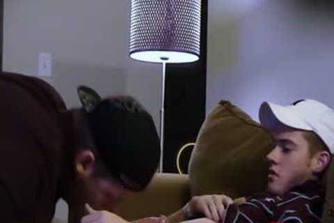 Skaden Sucks large Straight teen ramrod On bed