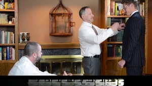 Missionary Boys: Two Men Share One Hard Cock in Office